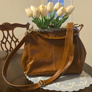 Classic Brown Vegan Leather Shoulder Bag with Relaxed Shape